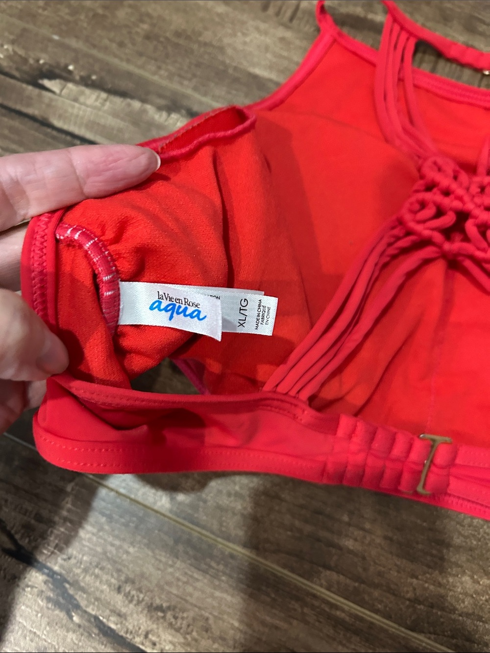La Vie En Rose Bright Red High-Neck Bikini Set - Picture 4 of 5